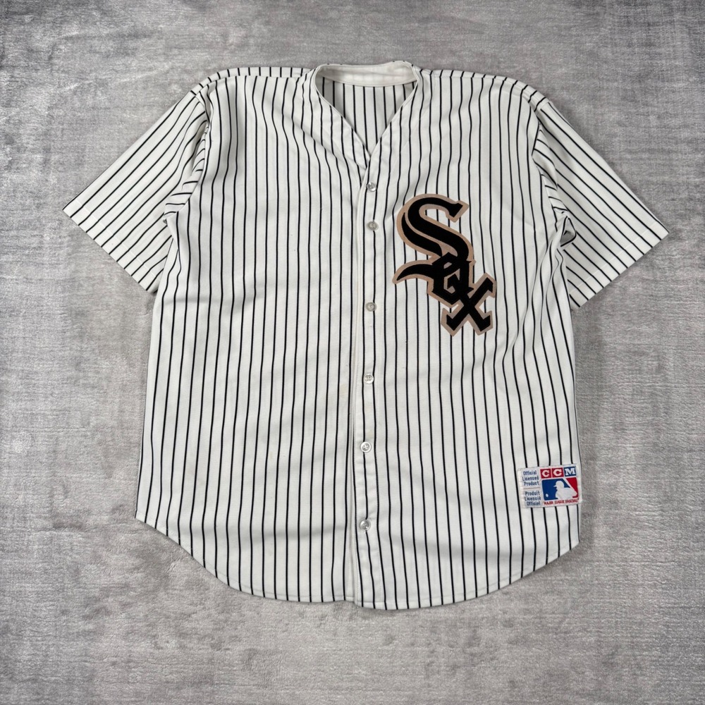 Chicago White Sox Jersey Mens XL White Vintage 90s Pinstripe CCM MLB Baseball